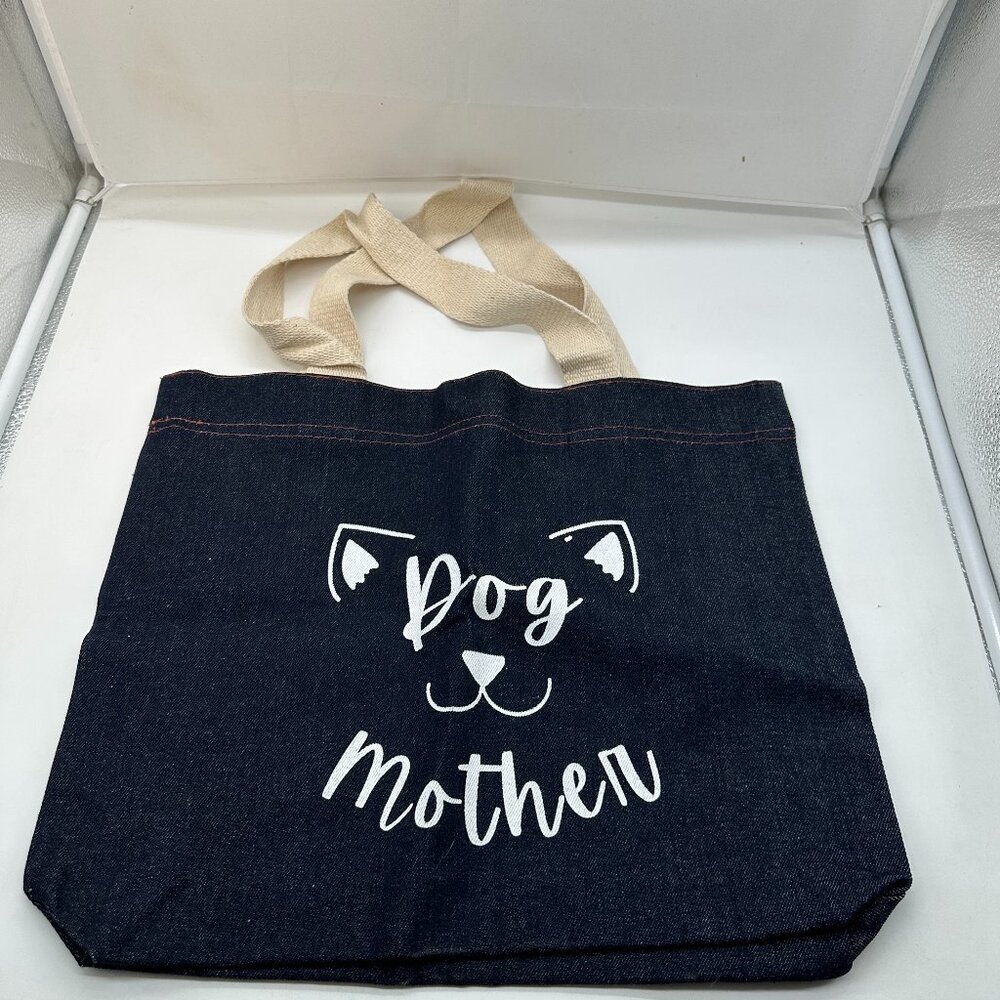 NWOT Prime Line New Dog Mom Denim Blue Tote Bag Sack Satchel